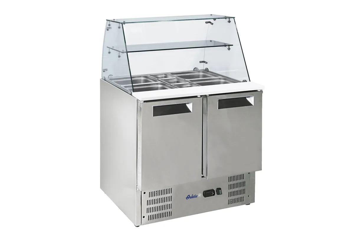Stół chłodniczy sałatkowy z nadstawą, stół dwukomorowy, 900x695x1270mm Arktic 236185