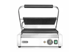 Grill kontaktowy Panini, góra i dół ryflowane, 230V/2200W, 430x375x216mm Hendi 263655