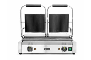 Grill kontaktowy podwójny Ryflowany, góra i dół ryflowane, 230V/3600W, 570x375x216mm Hendi 263709