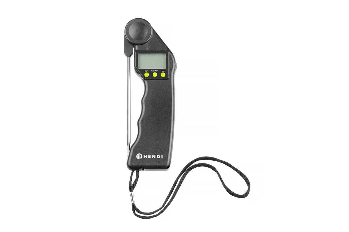 Termometr cyfrowy ze składaną sondą, czarny, 160x55x20mm Hendi 271315