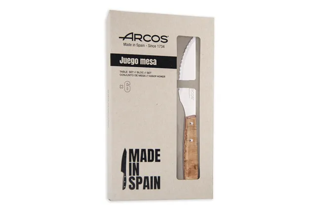 Nóż do steków – zestaw 6 szt., seria FOREST, FOREST, jasne drewno, 6 szt., 220mm, Ząbkowany Arcos 372300