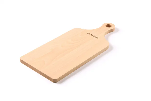 Deska do krojenia z uchwytem, jasne drewno, 390x160mm Hendi 505106