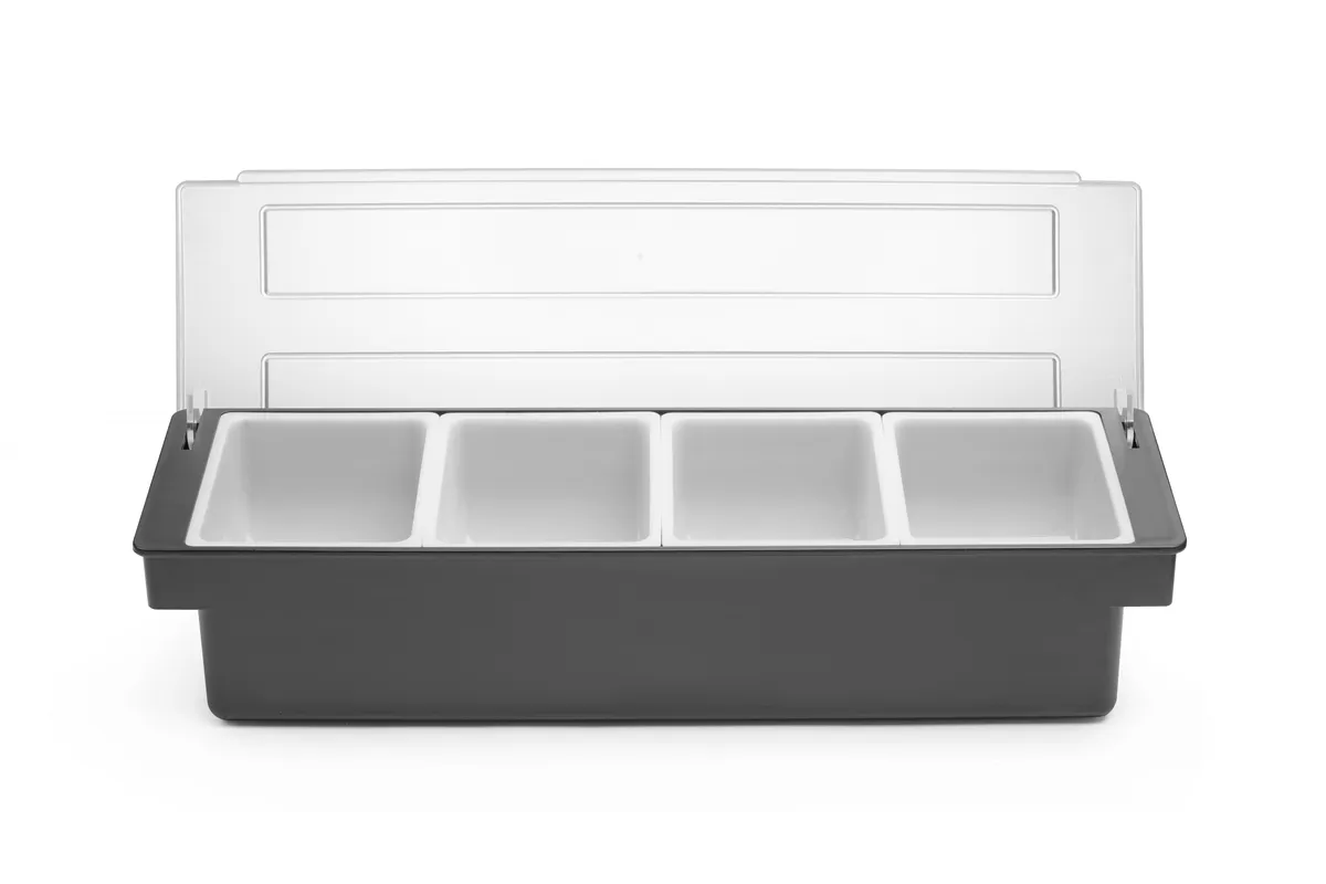 Pojemnik barmański na dodatki do drinków - 4 wkłady, 480x150x100mm BarUp 552025