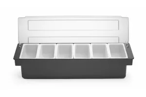 Pojemnik barmański na dodatki do drinków - 6 wkładów, 480x150x100mm BarUp 552032