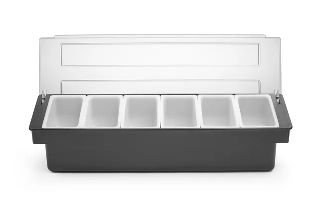 Pojemnik barmański na dodatki do drinków - 6 wkładów, 480x150x100mm BarUp 552032