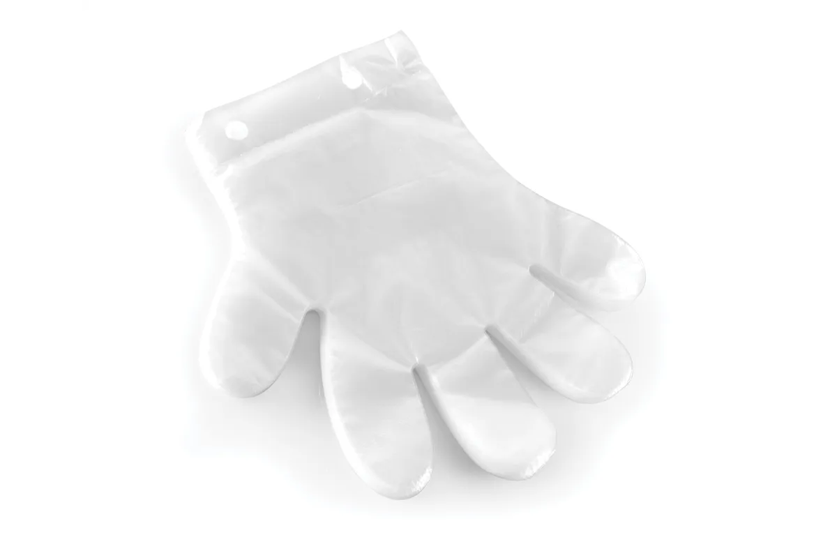 Rękawiczki foliowe na zawieszce – zestaw 100 szt., uniwersalna, transparentny, 100 szt Sanifine 571033
