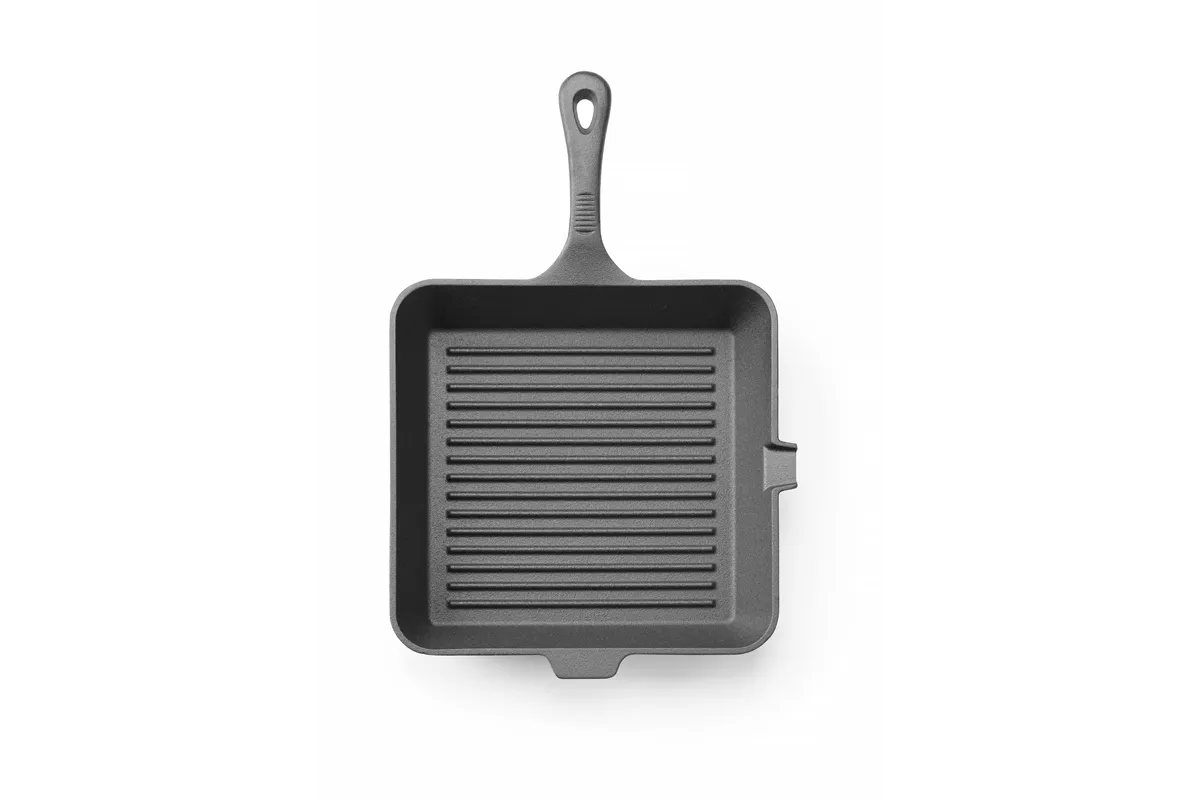 Patelnia żeliwna do grillowania, czarny, 250x250x50mm, Kwadratowy Hendi 629369