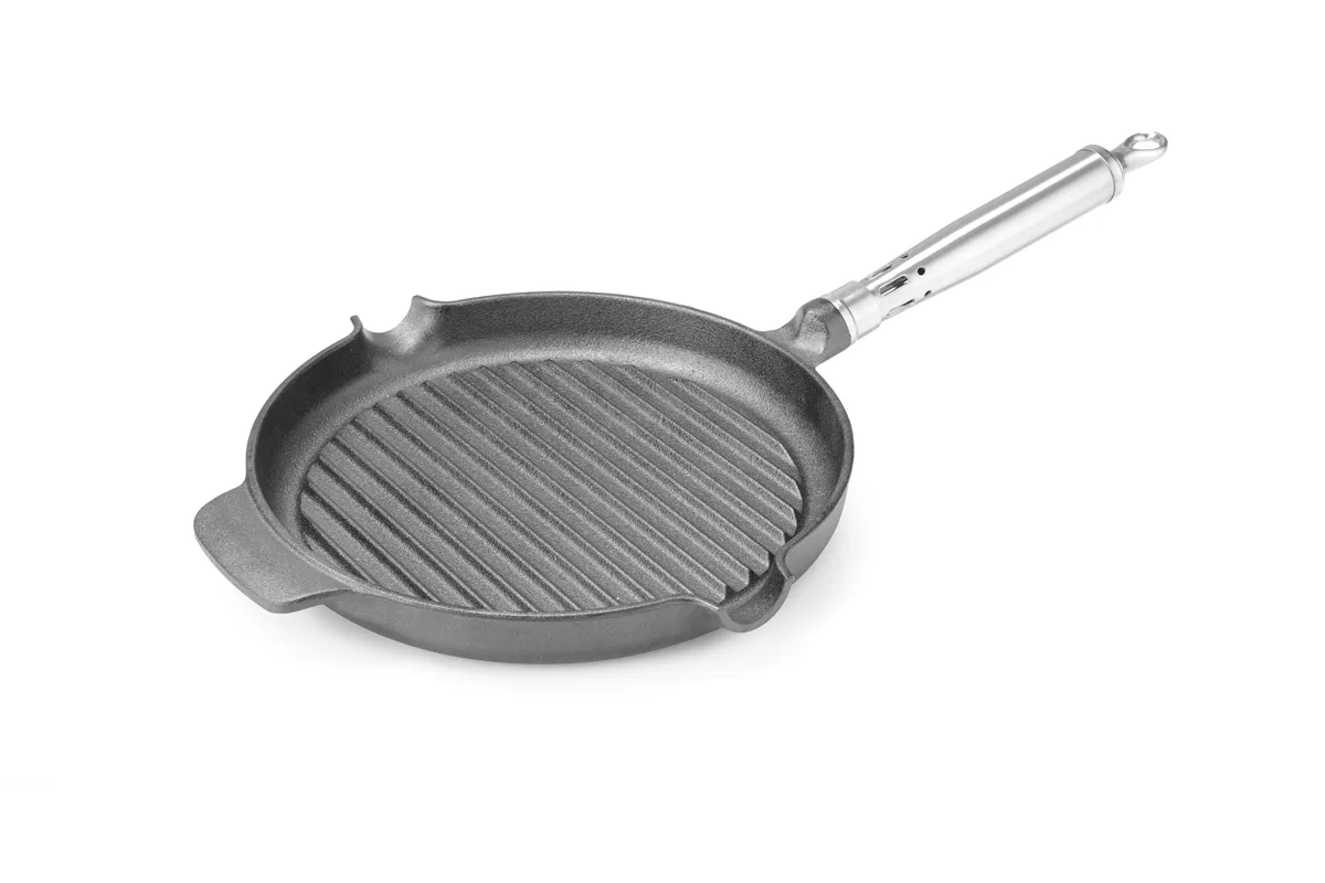 Patelnia żeliwna do grillowania, okrągła, 398x265x48mm Hendi 629925