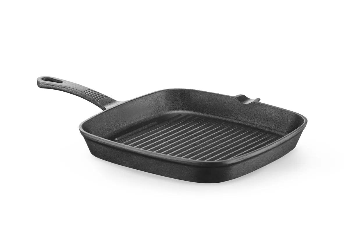 Patelnia żeliwna do grillowania, kwadratowa, 230x230x25mm Hendi 629932