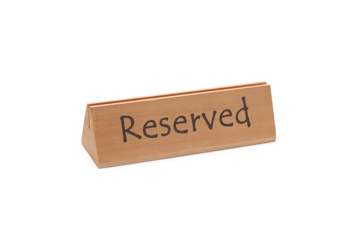 Tabliczka informacyjna „Rezerwacja”, "reserved", 152x44x44mm Hendi 664308