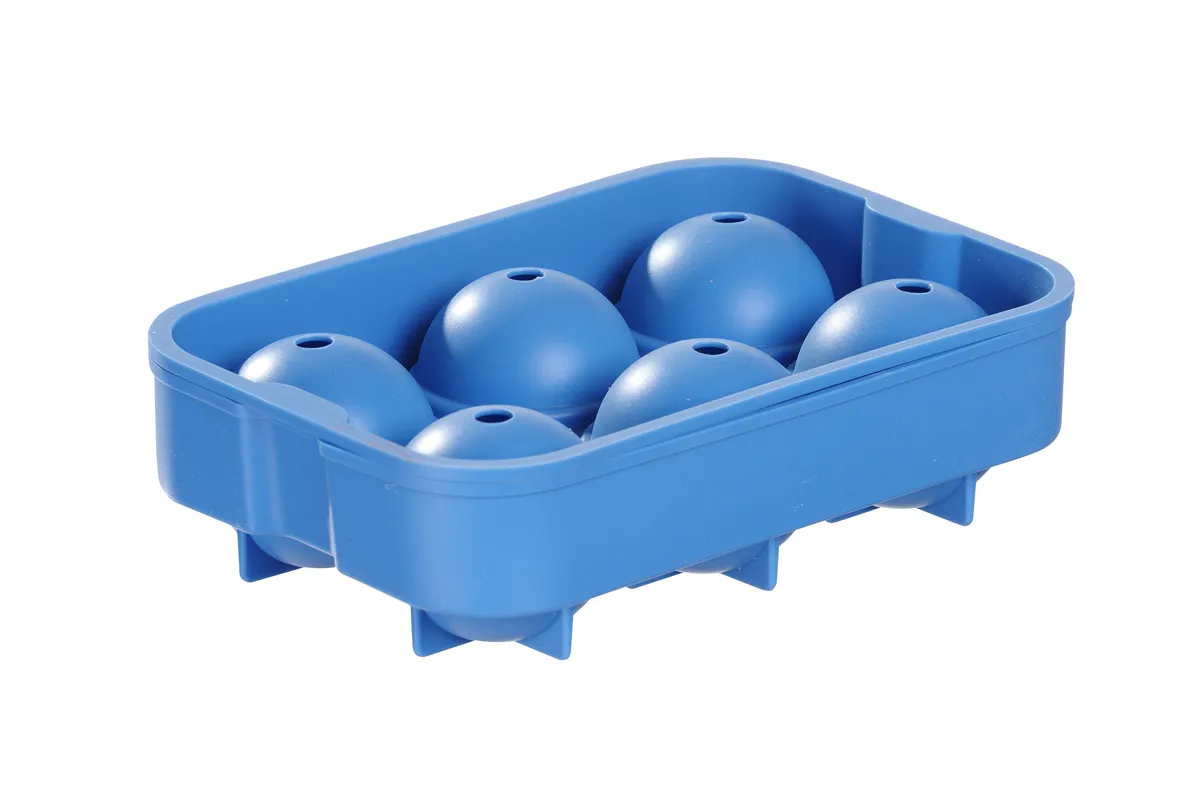 Forma do kostek lodu w kształcie kuli, niebieski, 180x125x50mm BarUp 679029