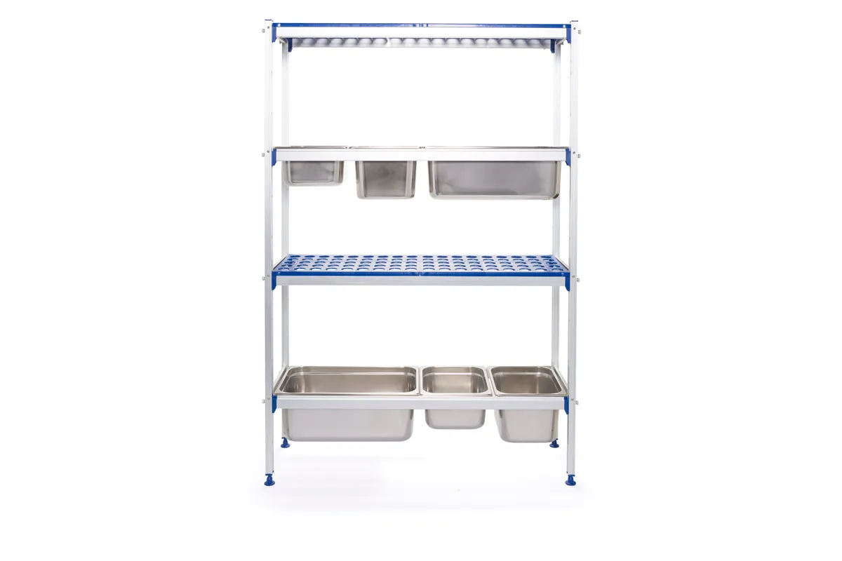 Regał magazynowy aluminiowy na pojemniki GN, 1120x355x1685mm Hendi 812266