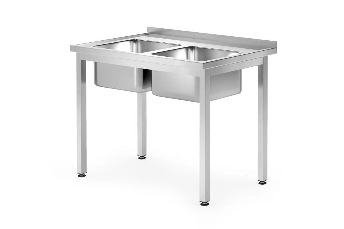 Stół ze zlewem 2-komorowym skręcan Profi Line komora pośrodku 1000x700x850mm Hendi 812952