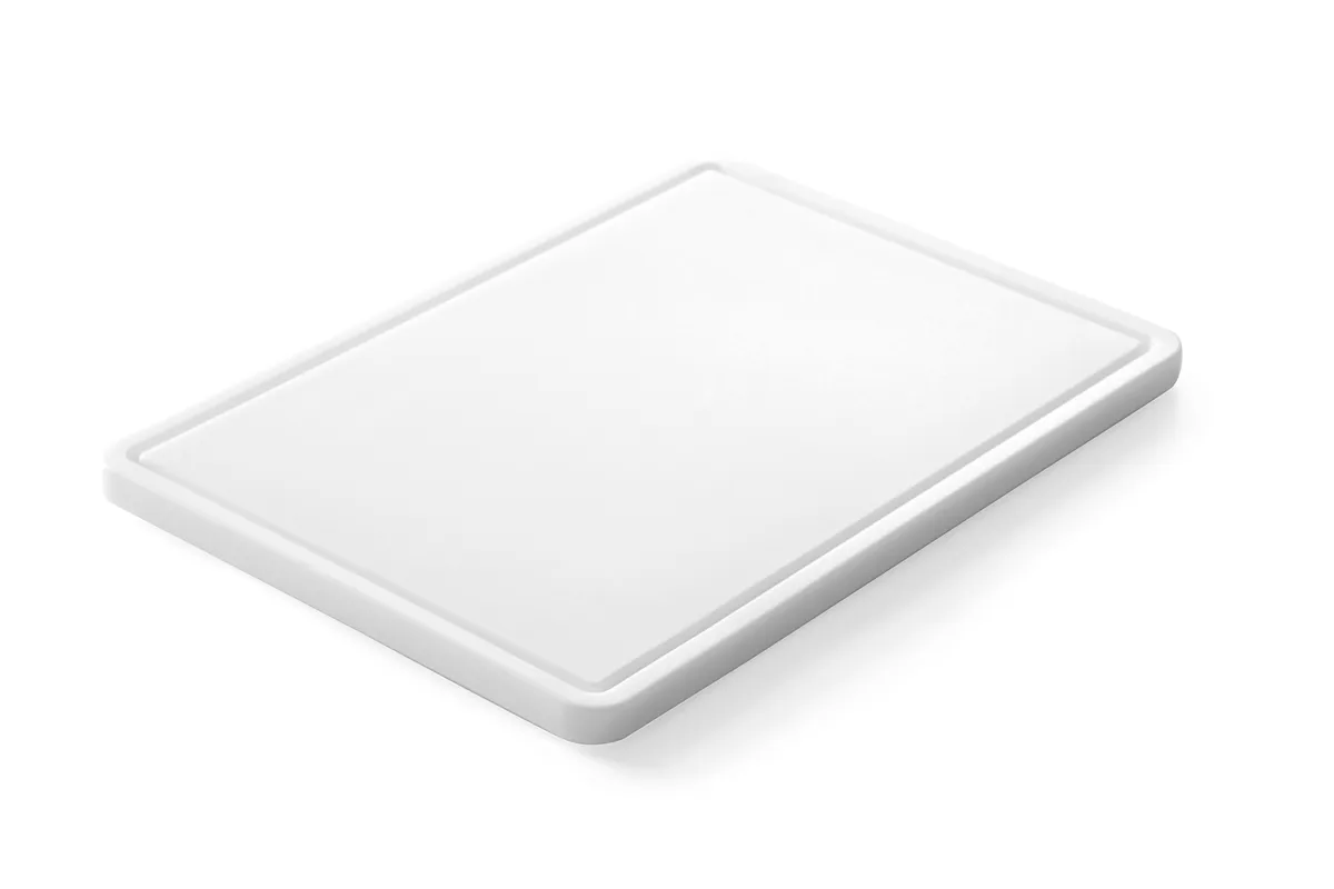 Deska do krojenia uniwersalna z wycięciem, biały, 355x250x15mm, Prostokątny Hendi 826362