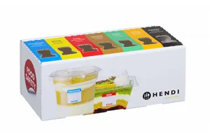 Zestaw etykiet wielorazowych Food Safety na każdy dzień tygodnia z podajnikiem, 240x80x100mm Hendi 850305