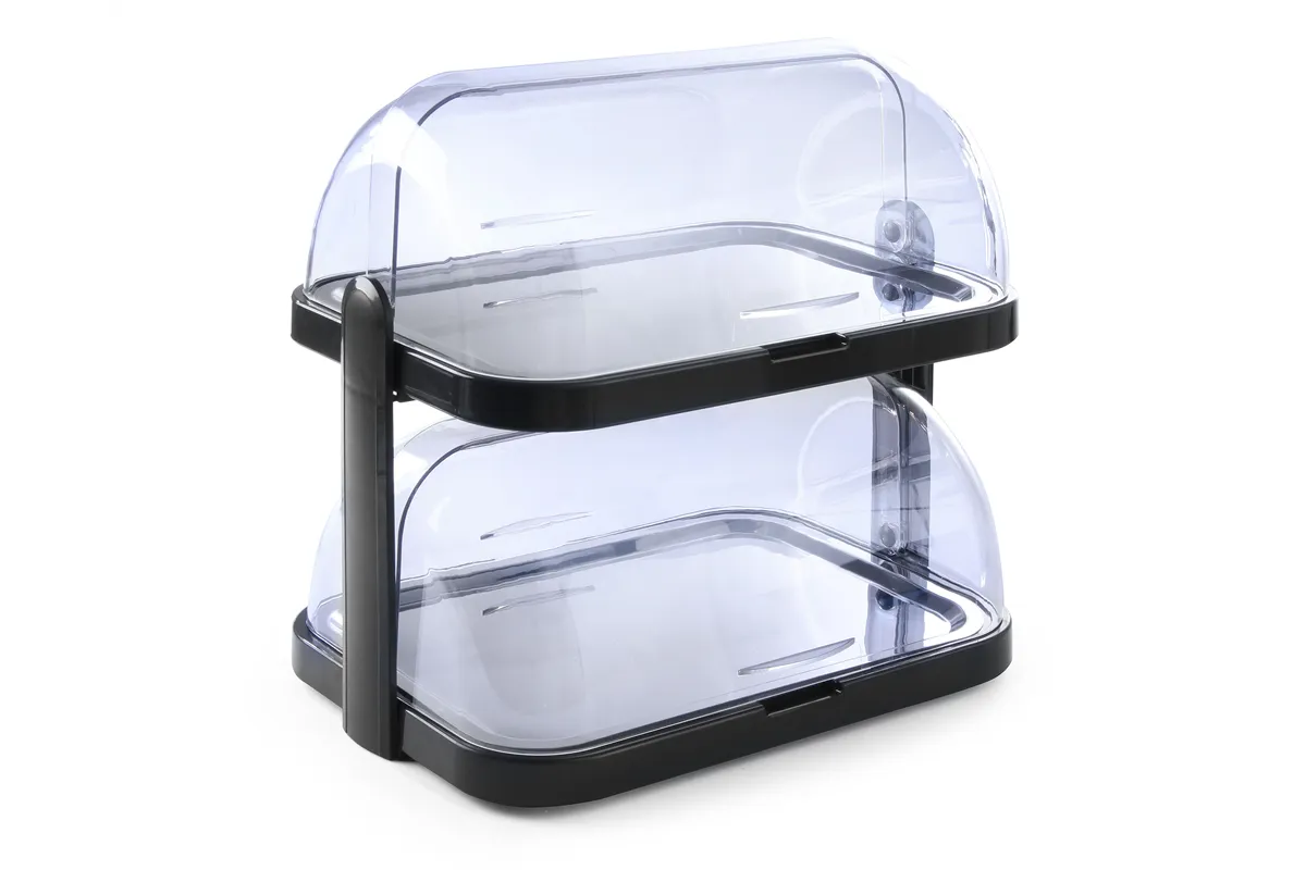 Podwójna witrynka chłodząca roll-top Duo UNIQ, designed by Robert Bronwasser, czarny, 480x355x480mm, Prostokątny Hendi 871812