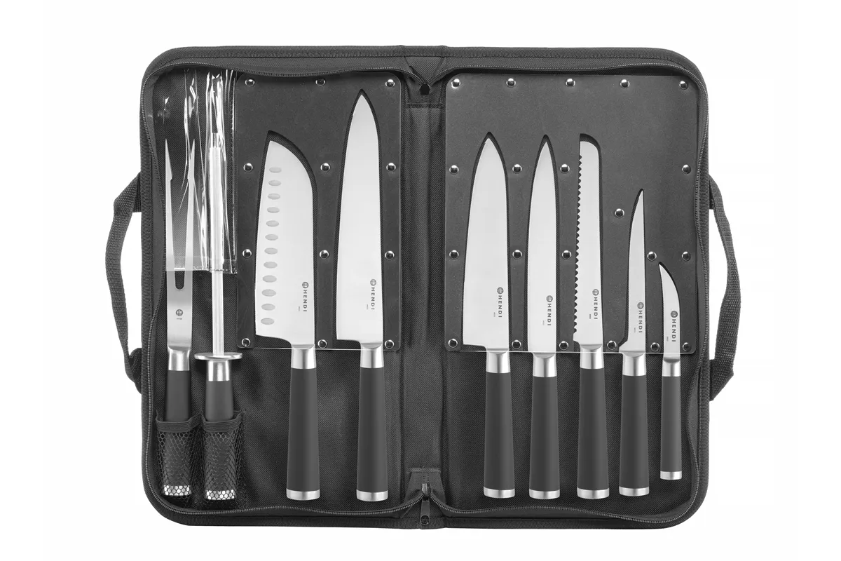 Zestaw noży – 9-elementowy, czarny, 445x260x65mm Hendi 975770