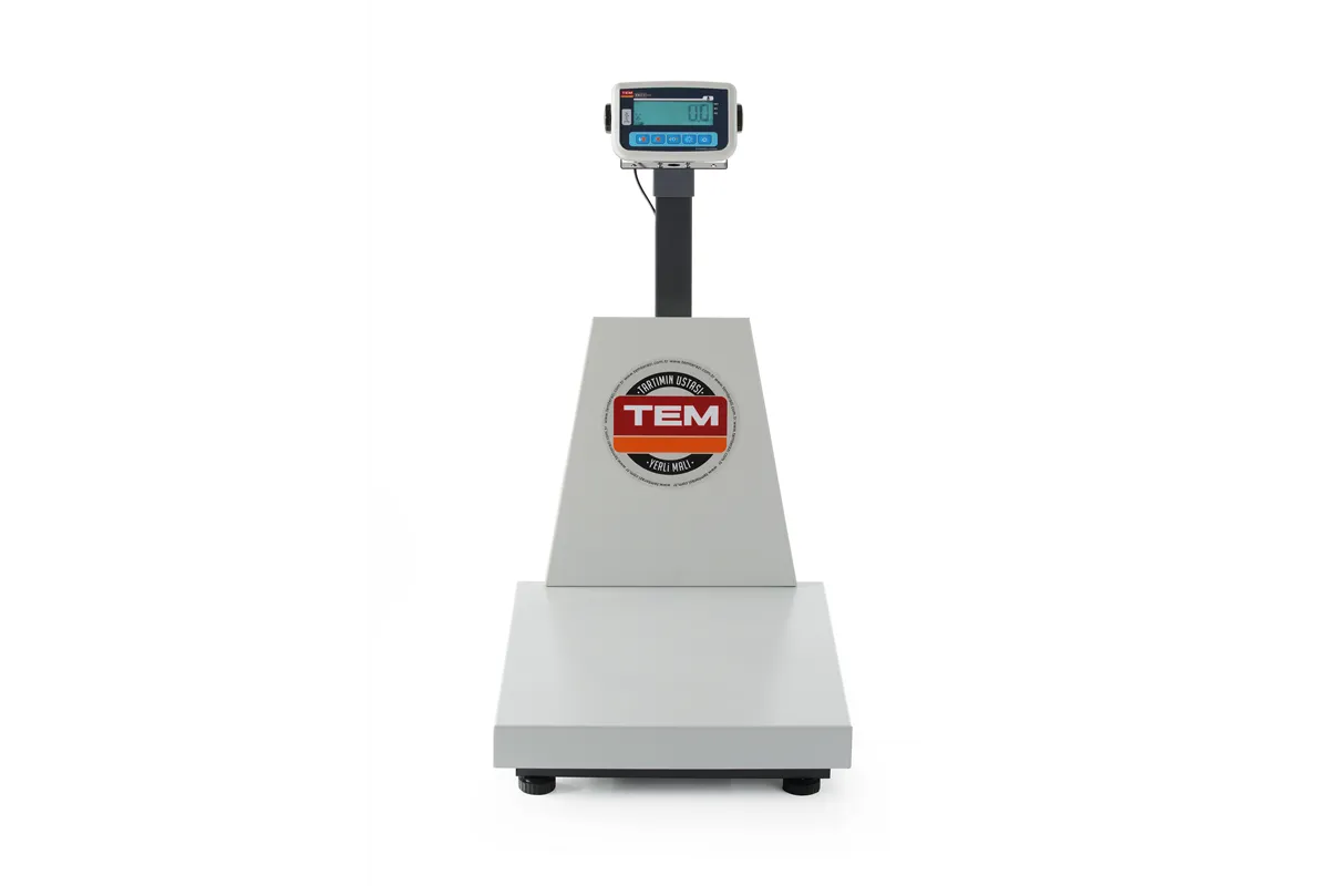 Waga platformowa LCD z wysięgnikiem i z legalizacją, seria EKO+, 300 kg, 500x700x940mm Tem BEK+C050X060300
