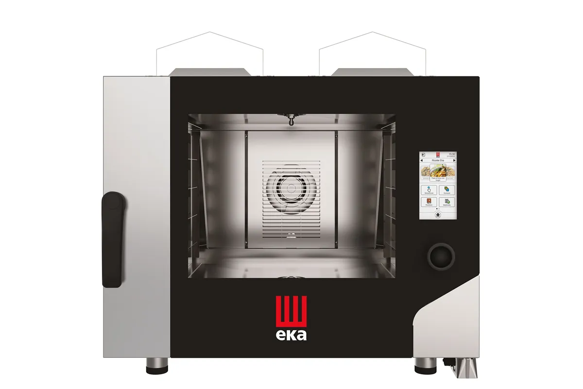Piec konwekcyjno-parowy Millennial Touch Screen Bakery z myciem 4× 600×400mm gazowy 9300kW 850x1035x800mm Tecnoeka MKF464GTS