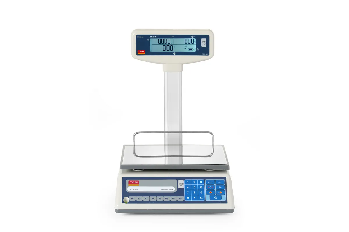 Waga kalkulacyjna LCD z wysięgnikiem i legalizacją, seria EGE, 15 kg, 325x377x394mm Tem TEM015B1D