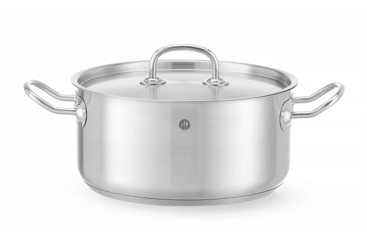 Garnek niski z pokrywą, Kitchen Line, 4,9L, ⌀240x110mm Hendi 836026