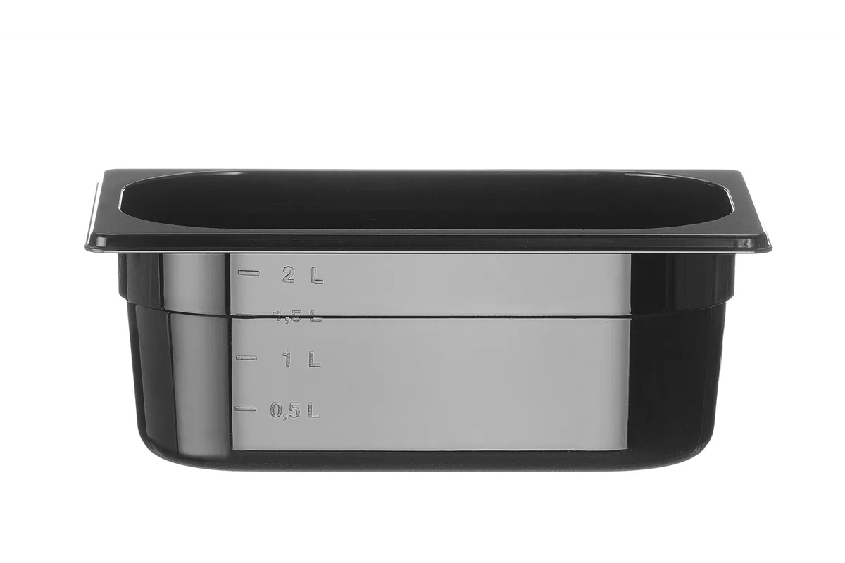 Pojemnik GN 1/4 z czarnego poliwęglanu, Profi Line, GN 1/4, 2,8L, czarny, 265x162x100mm Hendi 862629