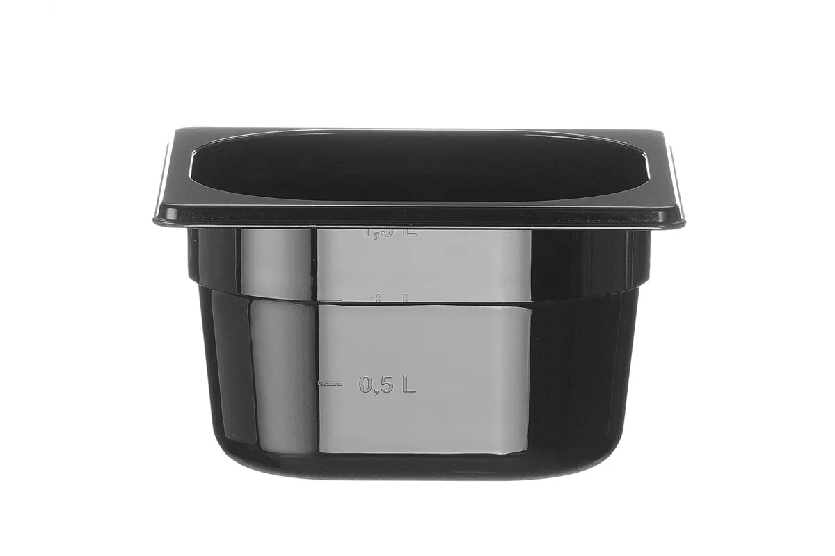 Pojemnik GN 1/6 z czarnego poliwęglanu, Profi Line, GN 1/6, 1,6L, czarny, 176x162x100mm Hendi 862728