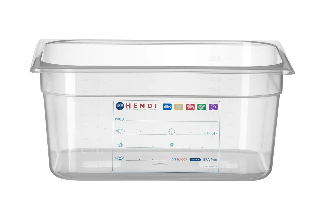Pojemnik GN 1/2 HACCP, GN 1/2, 9,5L, transparentny, 325x265x150mm Hendi 880166
