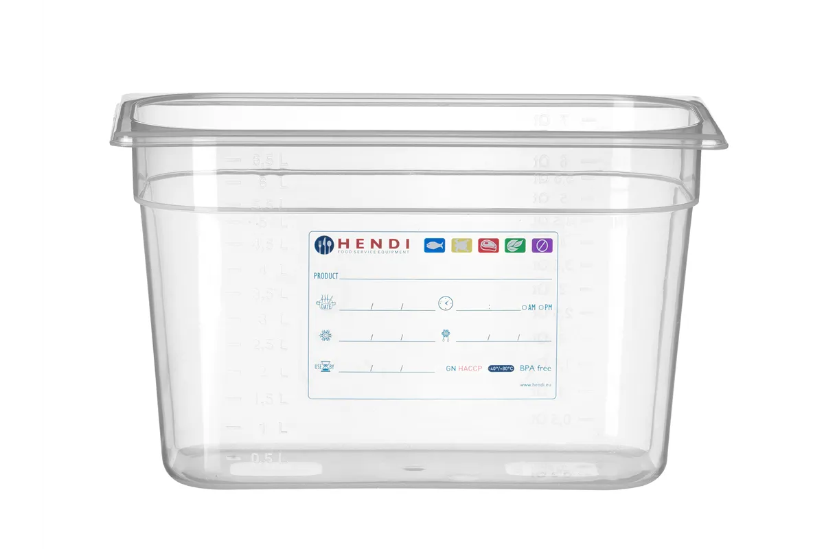 Pojemnik GN 1/3 HACCP, GN 1/3, 7,8L, transparentny, 325x176x200mm Hendi 880258