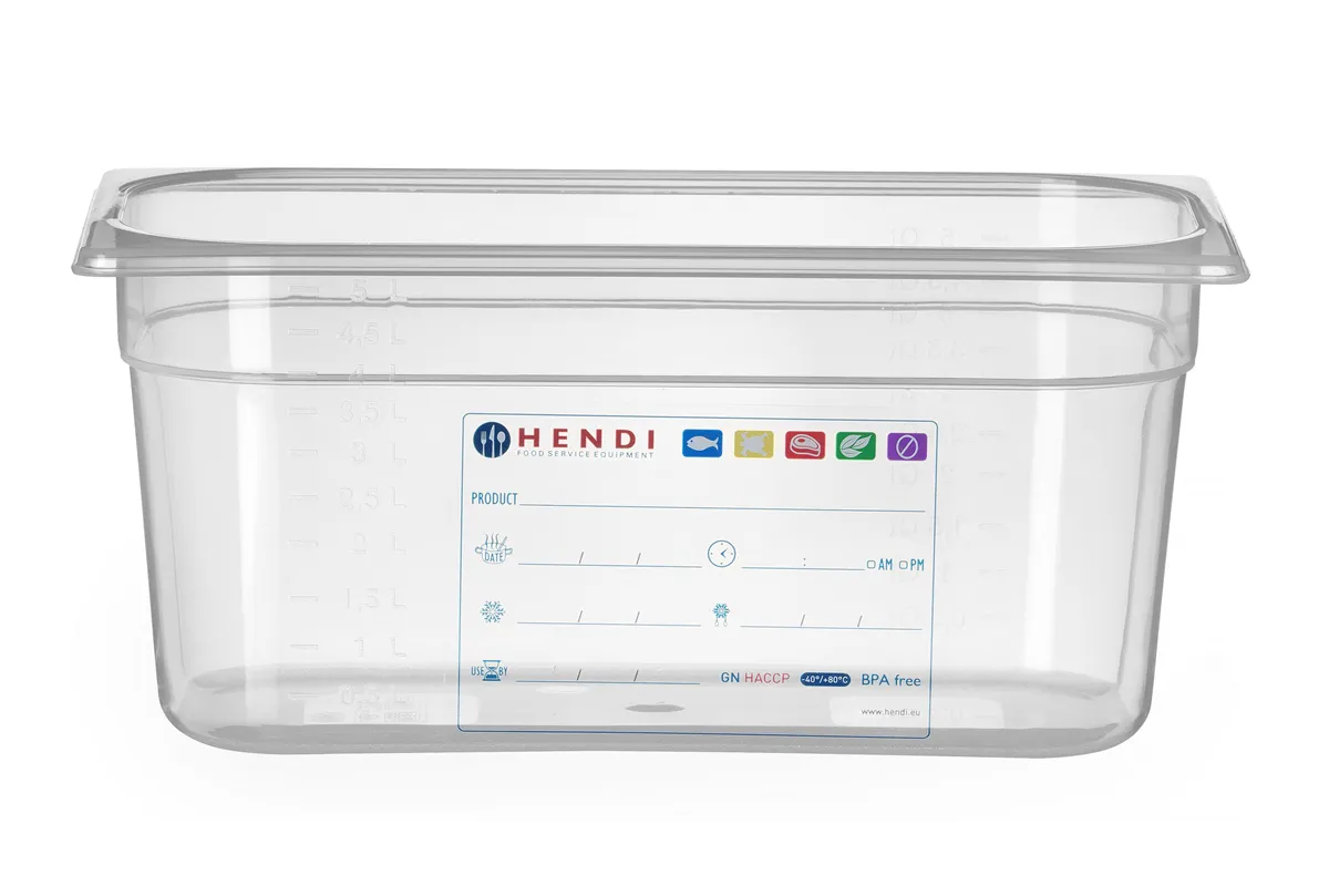 Pojemnik GN 1/3 HACCP, GN 1/3, 5,7L, transparentny, 325x176x150mm Hendi 880265