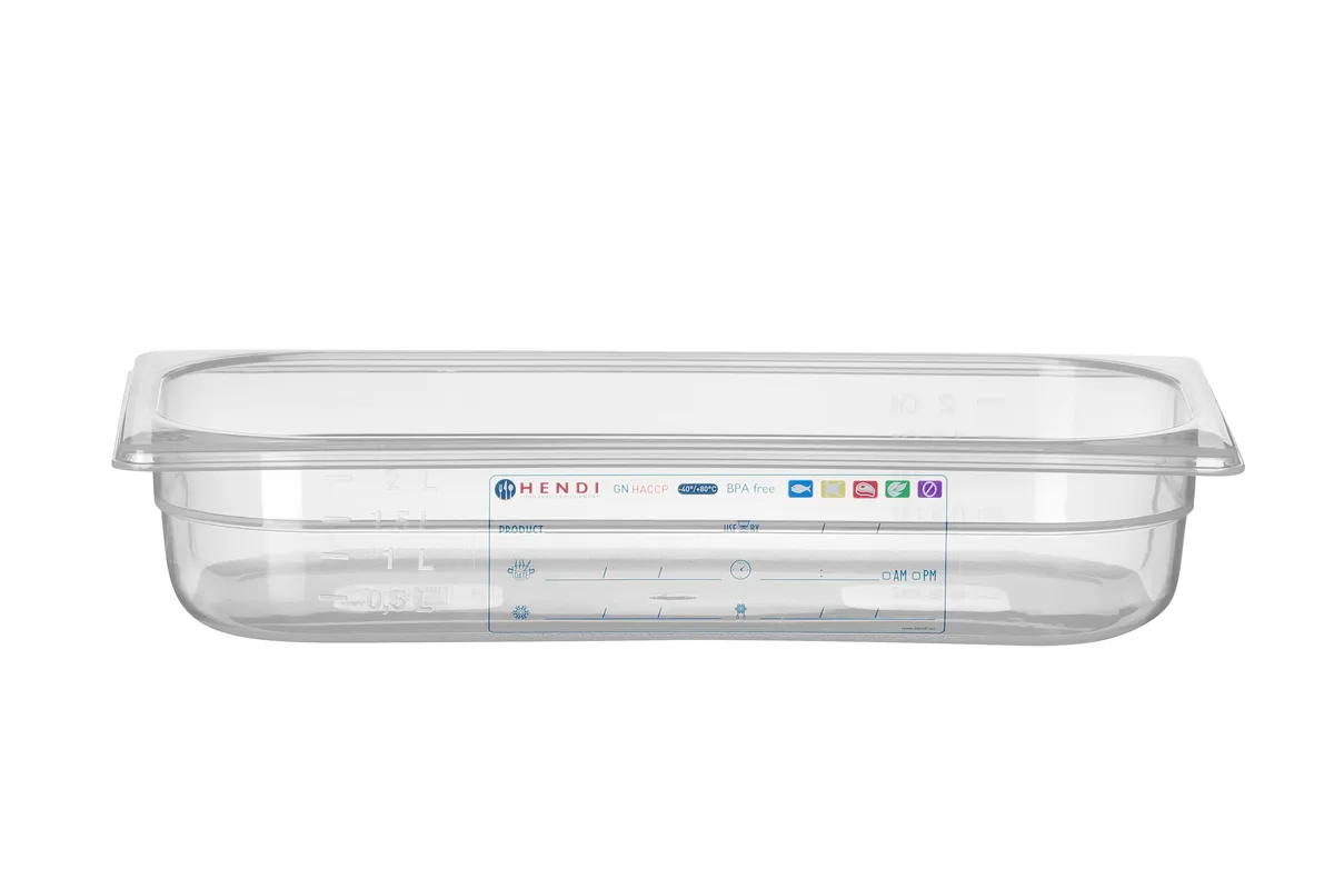 Pojemnik GN 1/3 HACCP, GN 1/3, 2,5L, transparentny, 325x176x65mm Hendi 880289