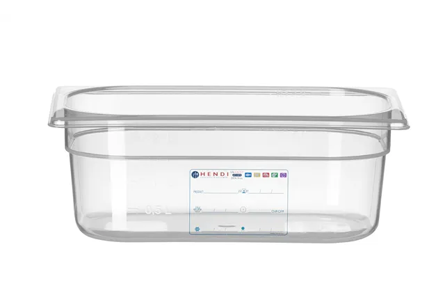 Pojemnik GN 1/4 HACCP, GN 1/4, 2,8L, transparentny, 265x162x100mm Hendi 880371