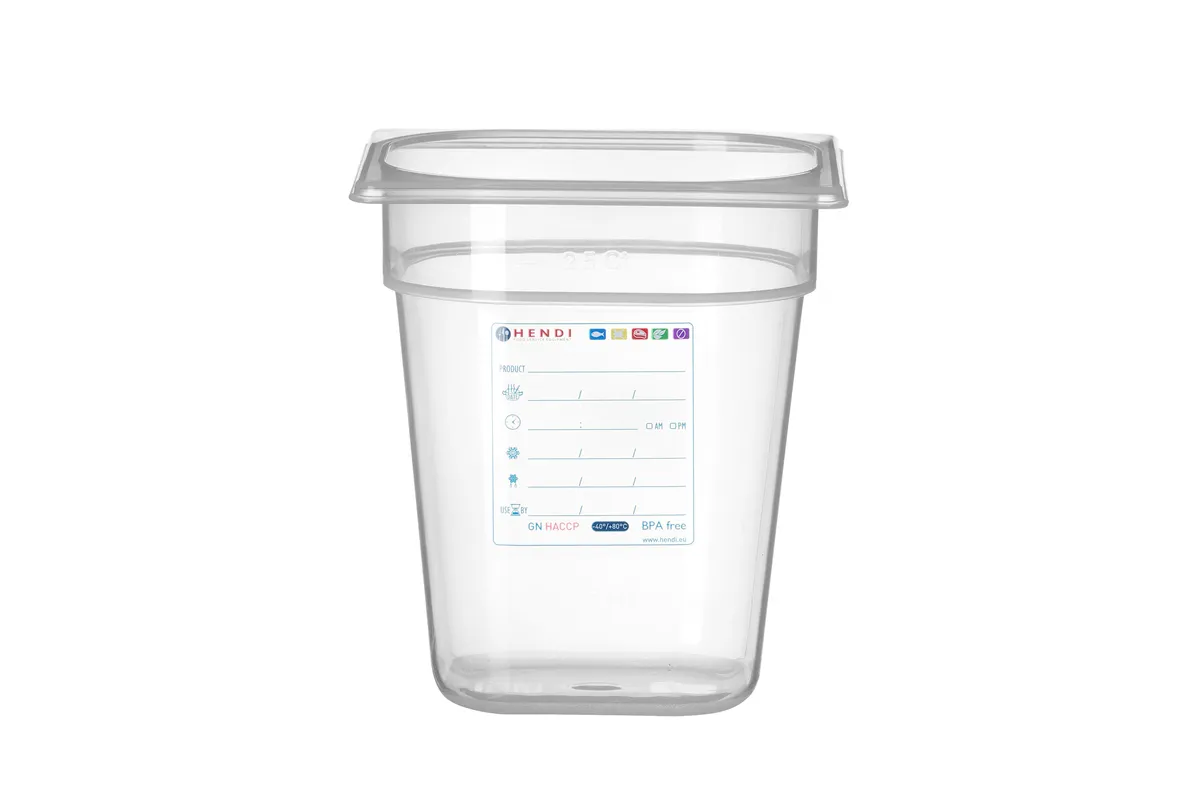 Pojemnik GN 1/6 HACCP, GN 1/6, 3,4L, transparentny, 176x162x200mm Hendi 880456