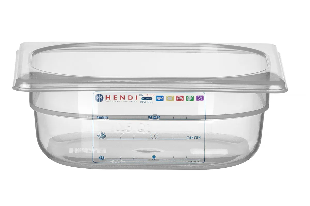 Pojemnik GN 1/6 HACCP, GN 1/6, 1L, transparentny, 176x162x65mm Hendi 880487
