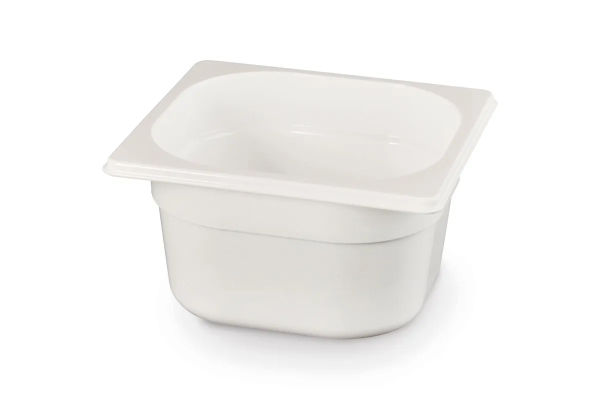 Pojemnik GN 1/6 z białego poliwęglanu, GN 1/6, 2,4L, biały, 176x162x150mm Hendi 862766