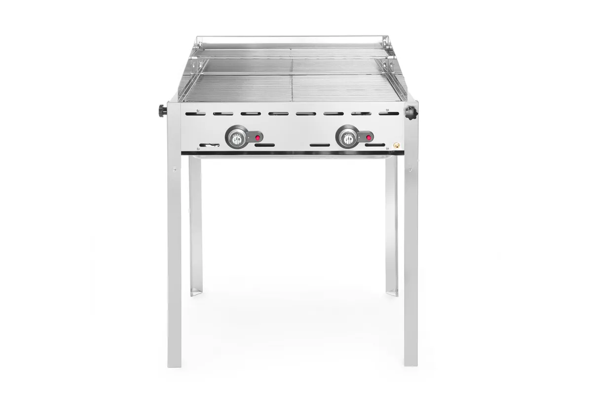 Grill Green Fire 2-palnikowy, Profi Line, 2 ruszty ze stali nierdzewnej GN 1/1, 11,6kW, 740x612x825mm Hendi 149621
