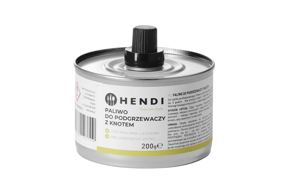 Paliwo do podgrzewaczy z knotem – puszka, czas spalania ok. 6 godzin, 24 szt Hendi 193686