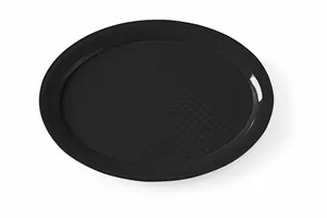 Taca Fast Food z polipropylenu, owalna, czarny, 265x195x15mm Hendi 878552