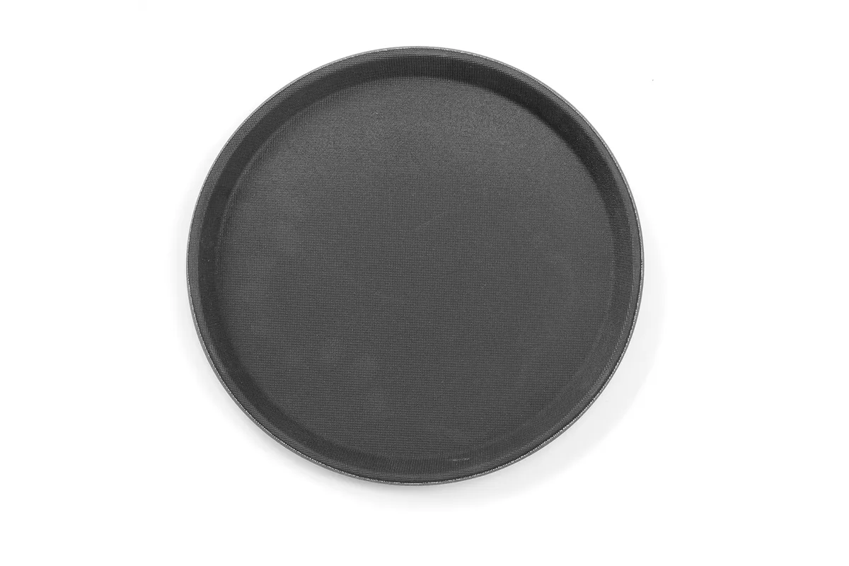 Taca do serwowania z polipropylenu, antypoślizgowa, okrągła, czarna, ⌀360x20mm Hendi 878132