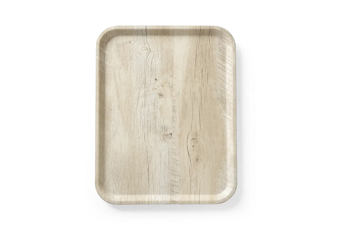 Taca do serwowania z laminatem z melaminy, antypoślizgowa, z wzorem drewna, jasne drewno, 330x430mm AmerBox 508862