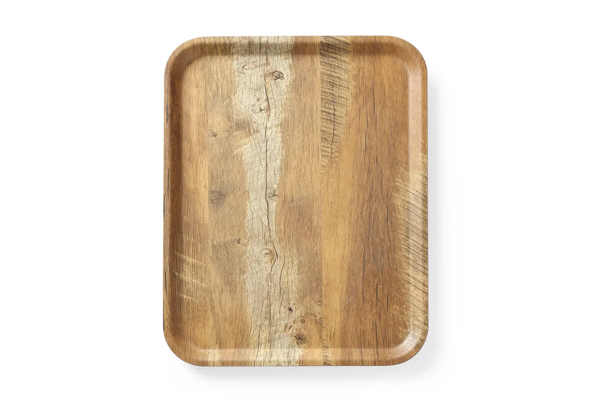 Taca do serwowania z laminatem z melaminy, antypoślizgowa, z wzorem drewna, drewno, 330x430mm AmerBox 508879