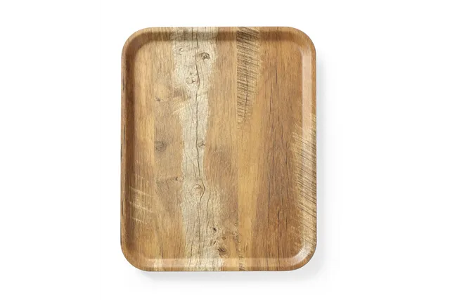 Taca do serwowania z laminatem z melaminy, antypoślizgowa, z wzorem drewna, drewno, 330x430mm AmerBox 508879