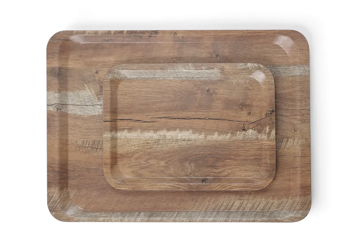 Taca do serwowania z laminatem z melaminy, antypoślizgowa, z wzorem drewna, drewno, 240x340mm AmerBox 508916