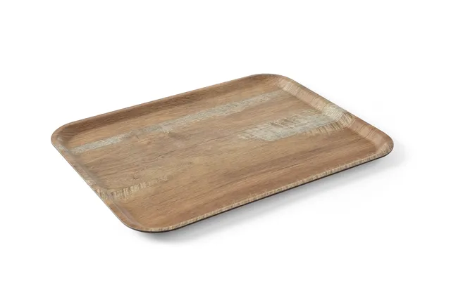 Taca do serwowania z laminatem z melaminy, antypoślizgowa, z wzorem drewna, drewno, 370x530mm AmerBox 508947