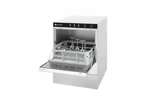 Zmywarka do szkła 40x40 – sterowana elektromechanicznie, z pompą spustową, 230V/2800W, 470x510x710mm Hendi 233016