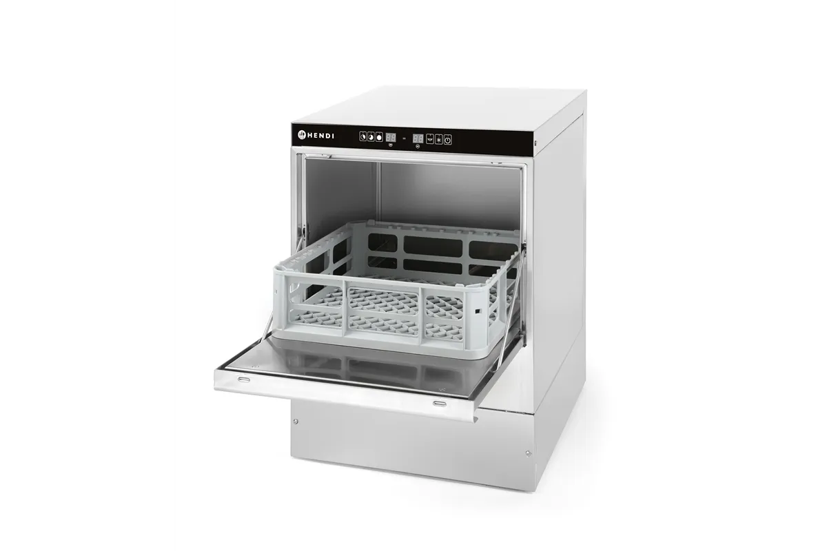 Zmywarka do szkła 40x40  z dozownikiem detergentu i pompą spustową 230V/2800W 470x510x710mm Hendi 233023