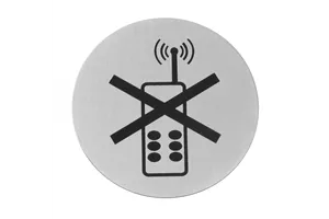 Tabliczka informacyjna na drzwi, zakaz używania telefonów komórkowych, ⌀75mm Hendi 663653
