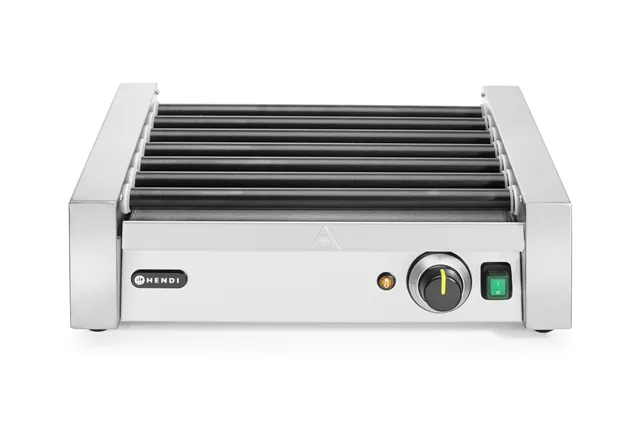 Podgrzewacz rolkowy do parówek jednostrefowy, 7 rolek, 230V/740W, 525x365x176mm Hendi 268506