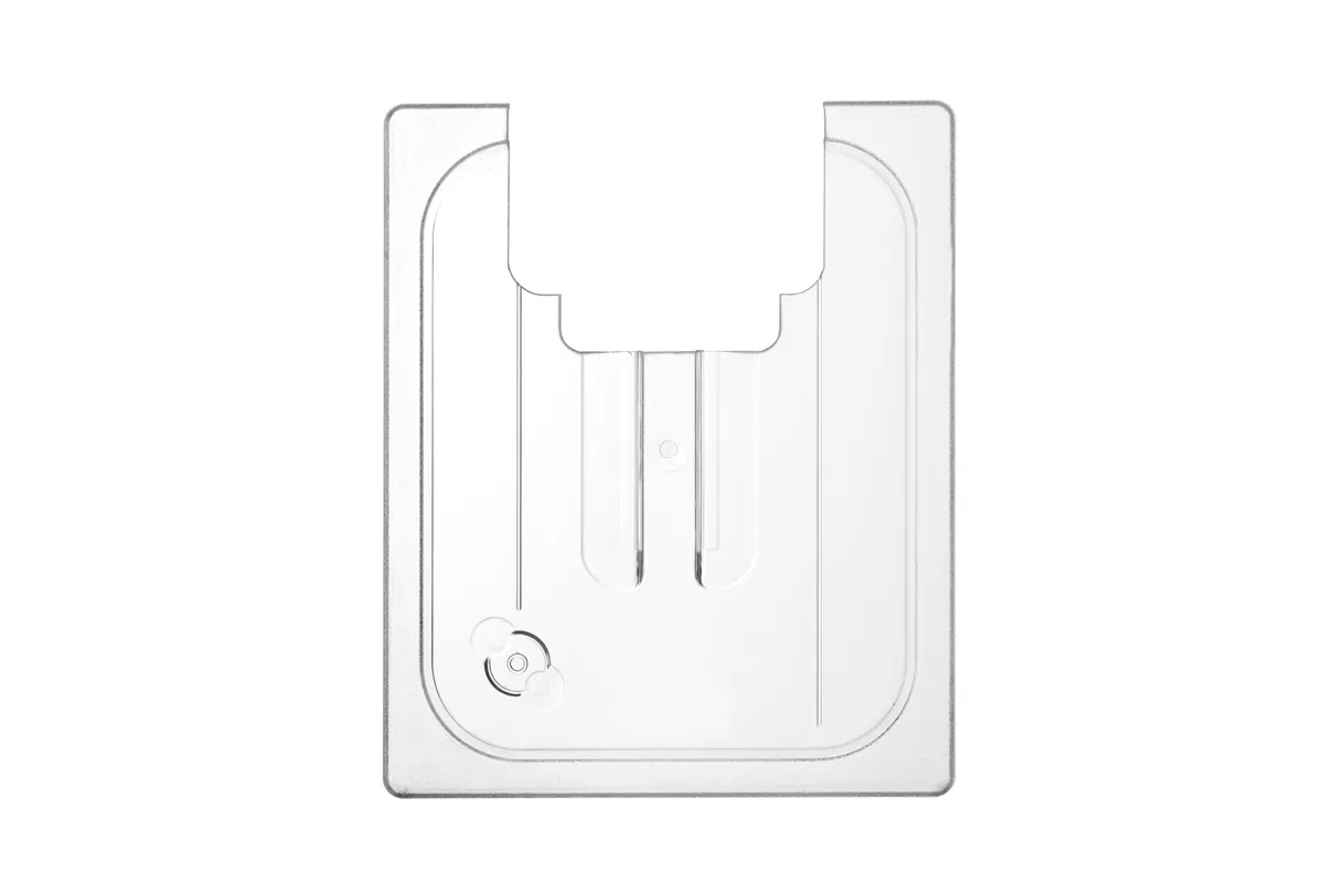 Pokrywka do pojemników GN z poliwęglanu z wycięciem na sous vide, GN 1/2, transparentny, 265x325mm Hendi 864234