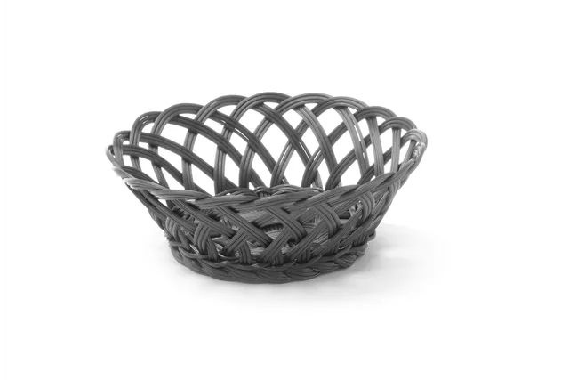 Koszyk pleciony, okrągły, czarny, 200x200x65mm Hendi 426258